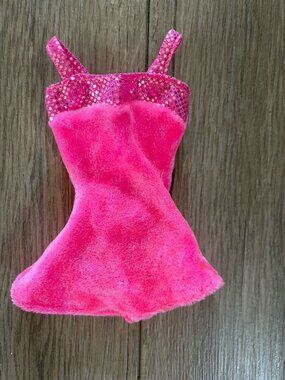 Barbie Doll Sweetheart Pink Velvet Short Mini Dress  Vintage Doll Dress 1997